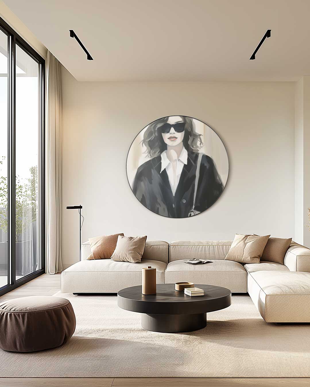Stijlvolle Muurcirkel met Modefiguur-WallArtistic