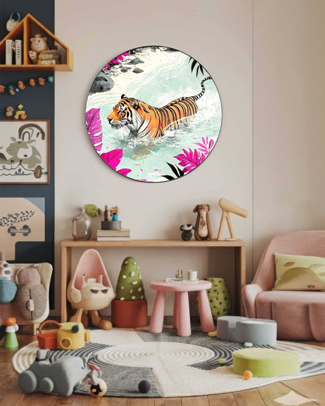 Droomachtige Jungle Tijger Muurcirkel