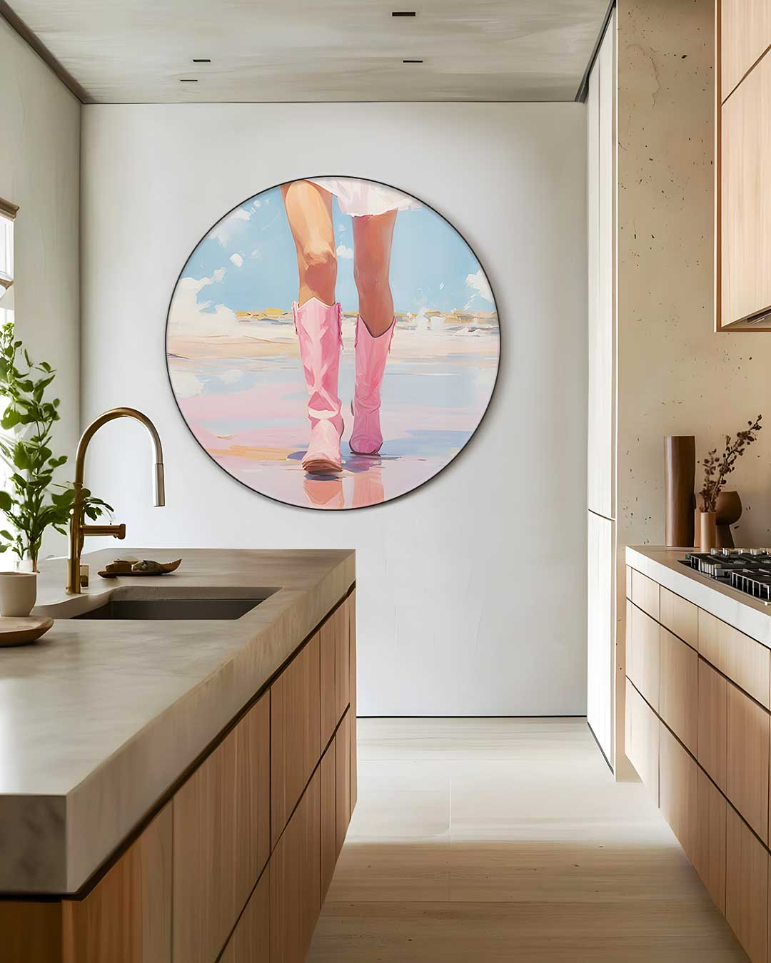 Roze Cowboy Wanddecoratie Muurcirkel