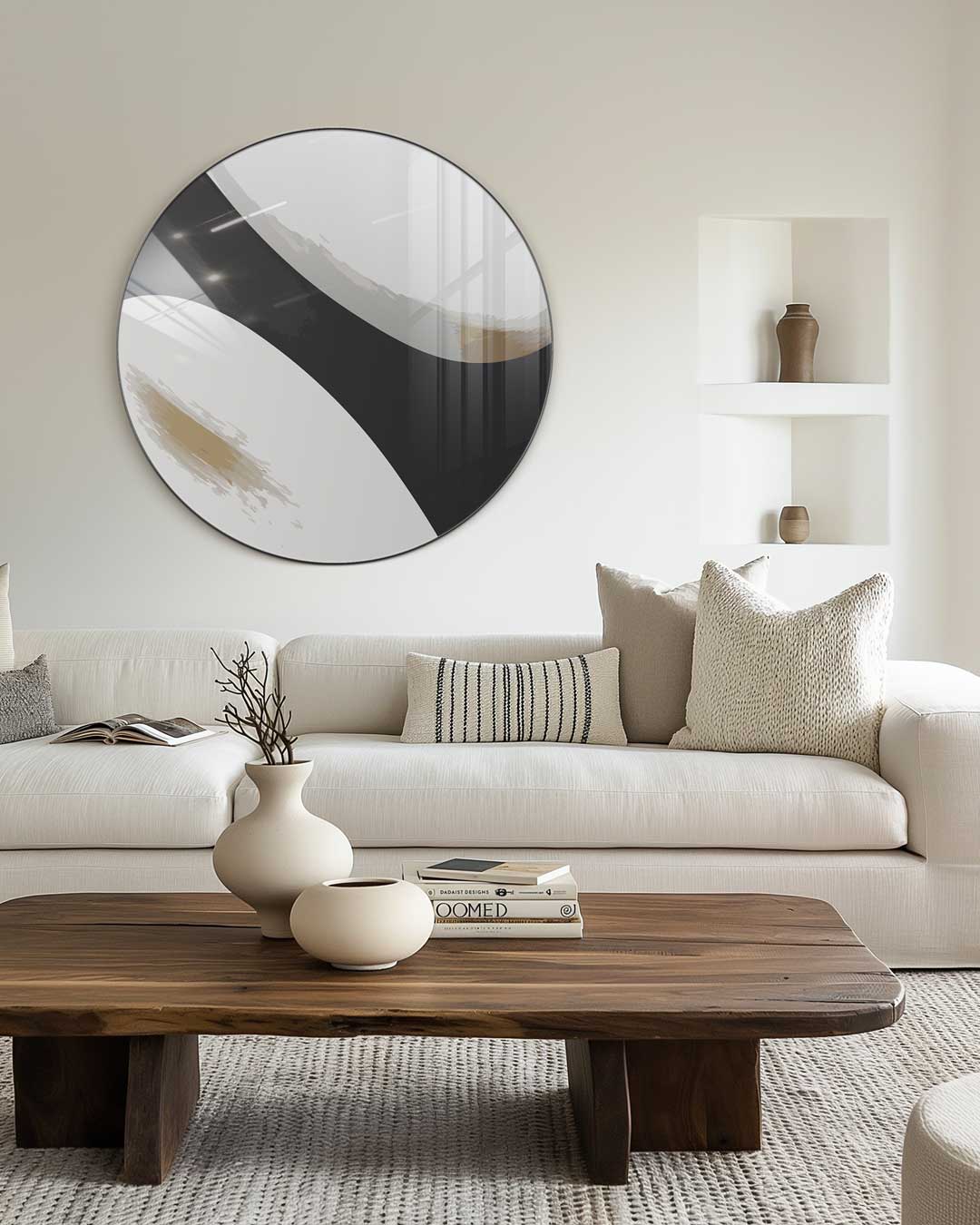 Elegante Zwart-witte Kunstmuurcirkel