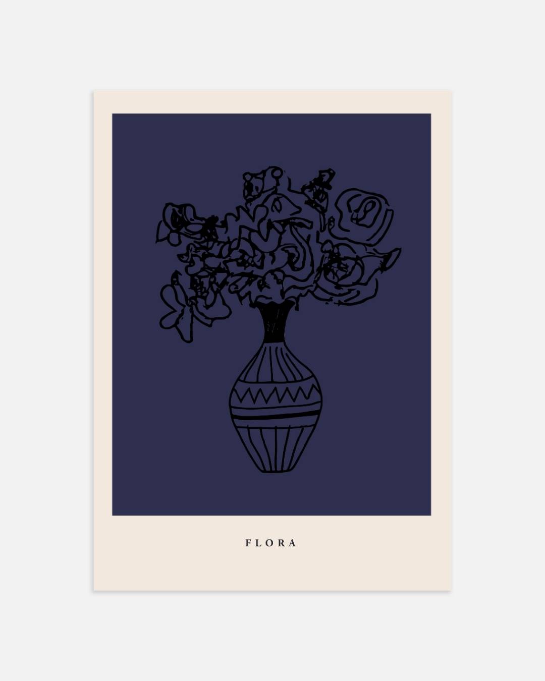 Bloemenvaas lijntekening Poster