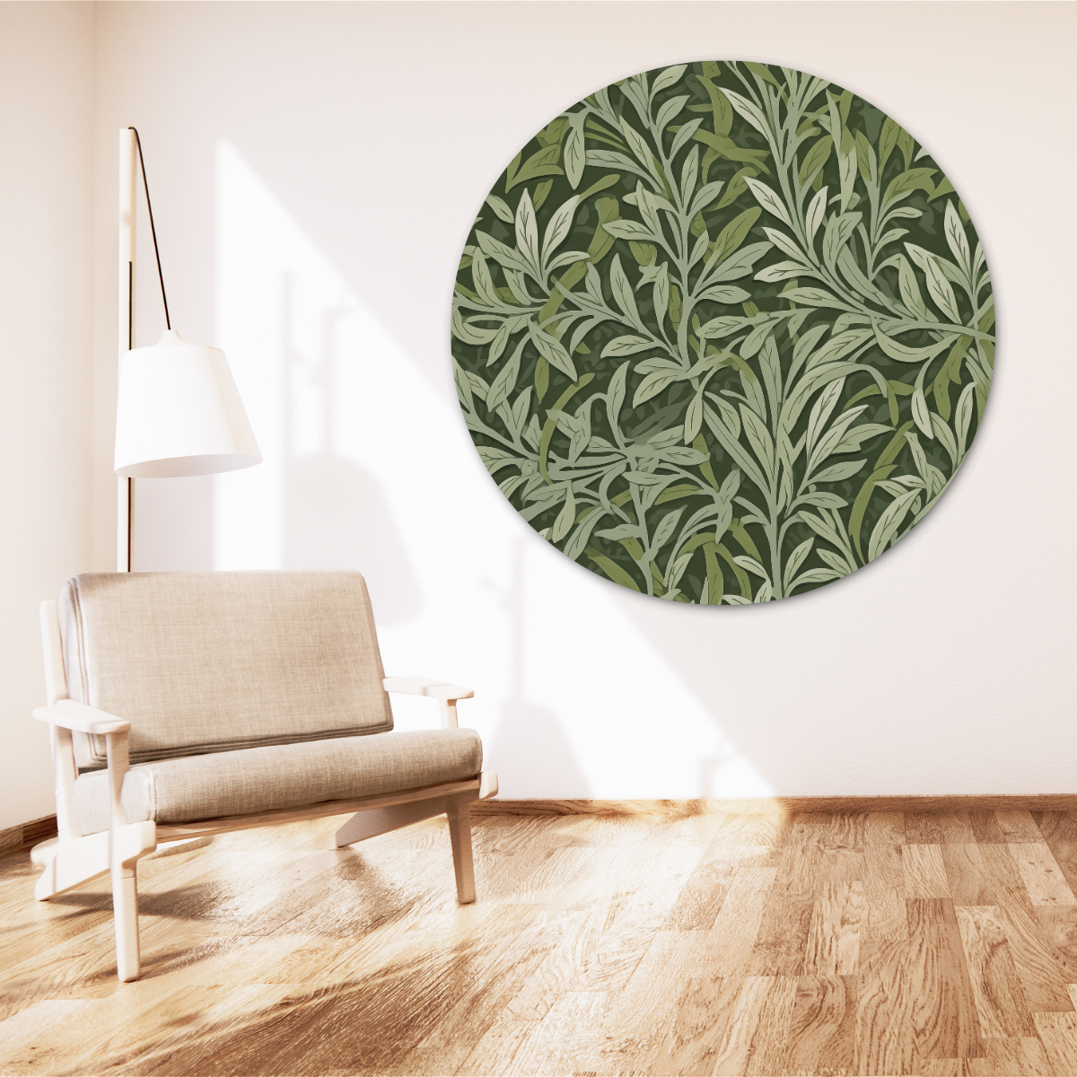Groene Bladeren - Muurcirkel-WallArtistic