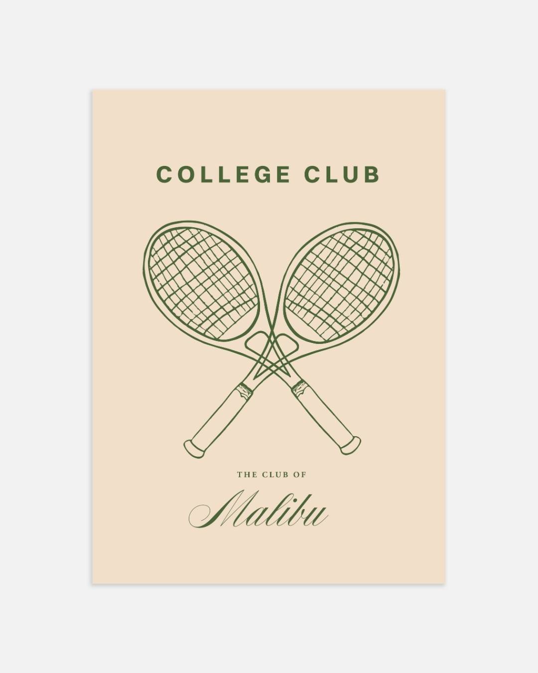 College Club gekruiste groene tennisrackets Poster