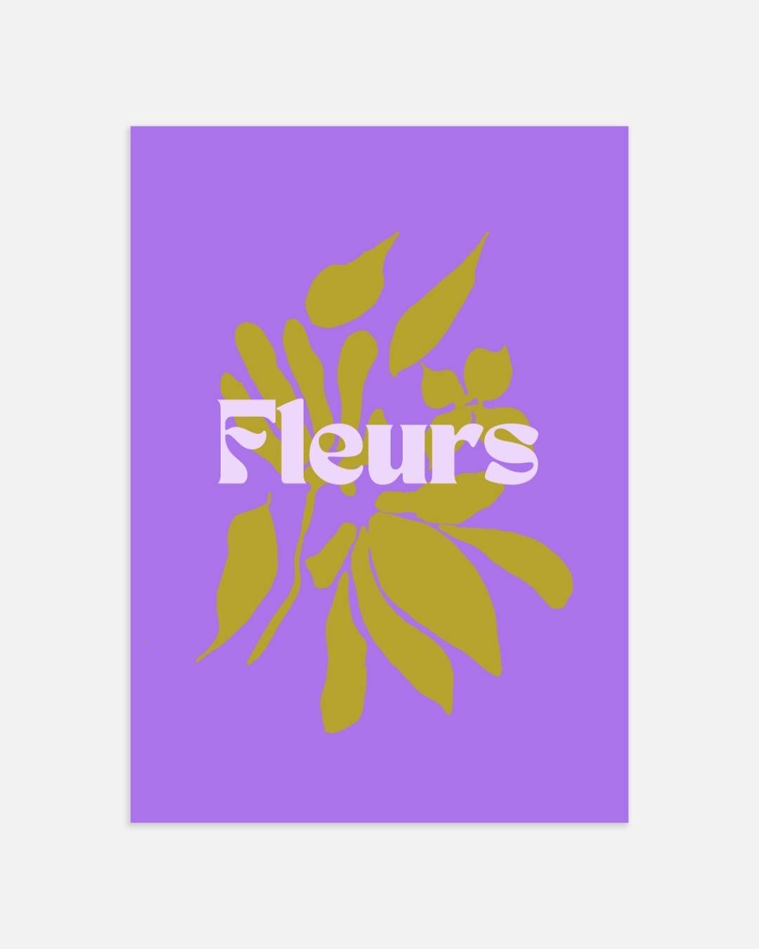 Fleurs gele abstracte bloemensilhouet Poster