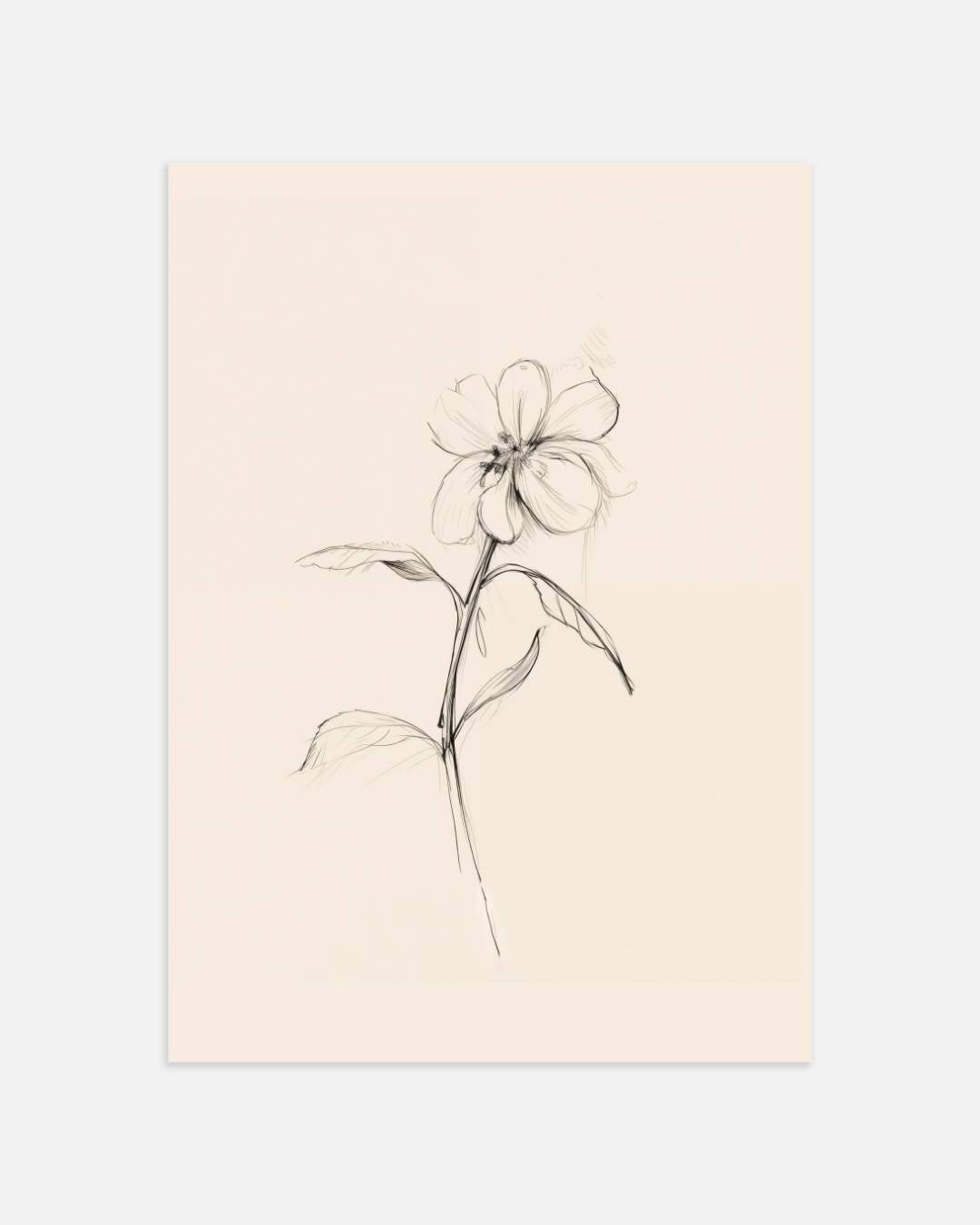 Zwart-witte bloemenstudie Poster