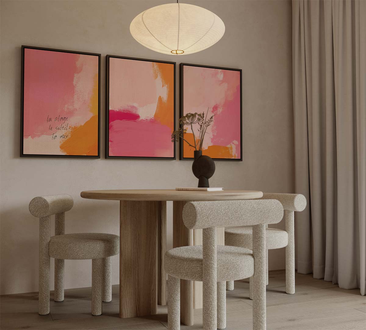 Abstracte zonsondergang in roze-oranje Kunstwerk-canvas-dibond-plexiglas-wanddecoratie-WallArtistic