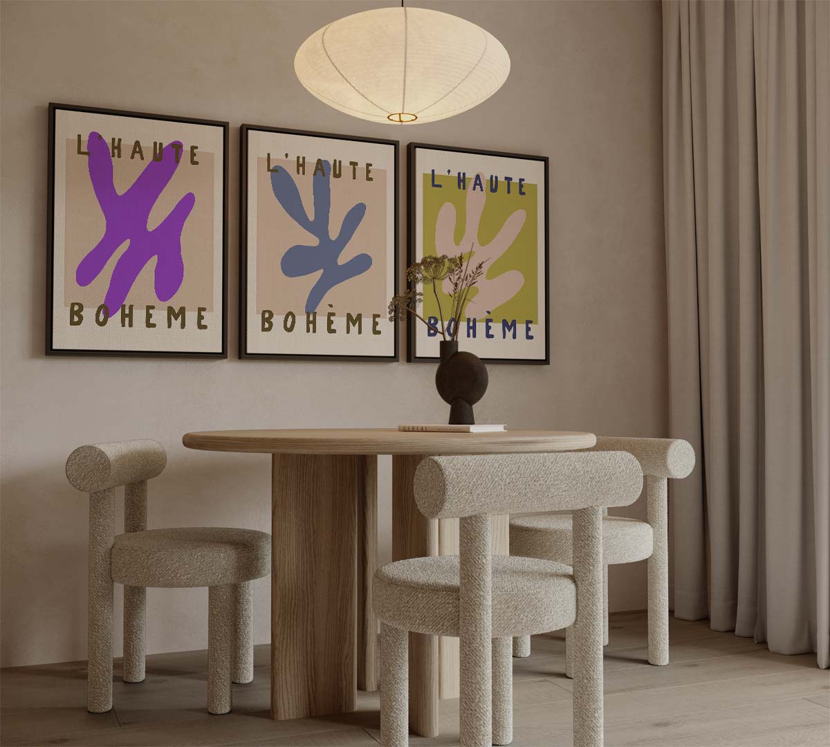 Abstracte collage in bohemienstijl Kunstwerk-canvas-dibond-plexiglas-wanddecoratie-WallArtistic