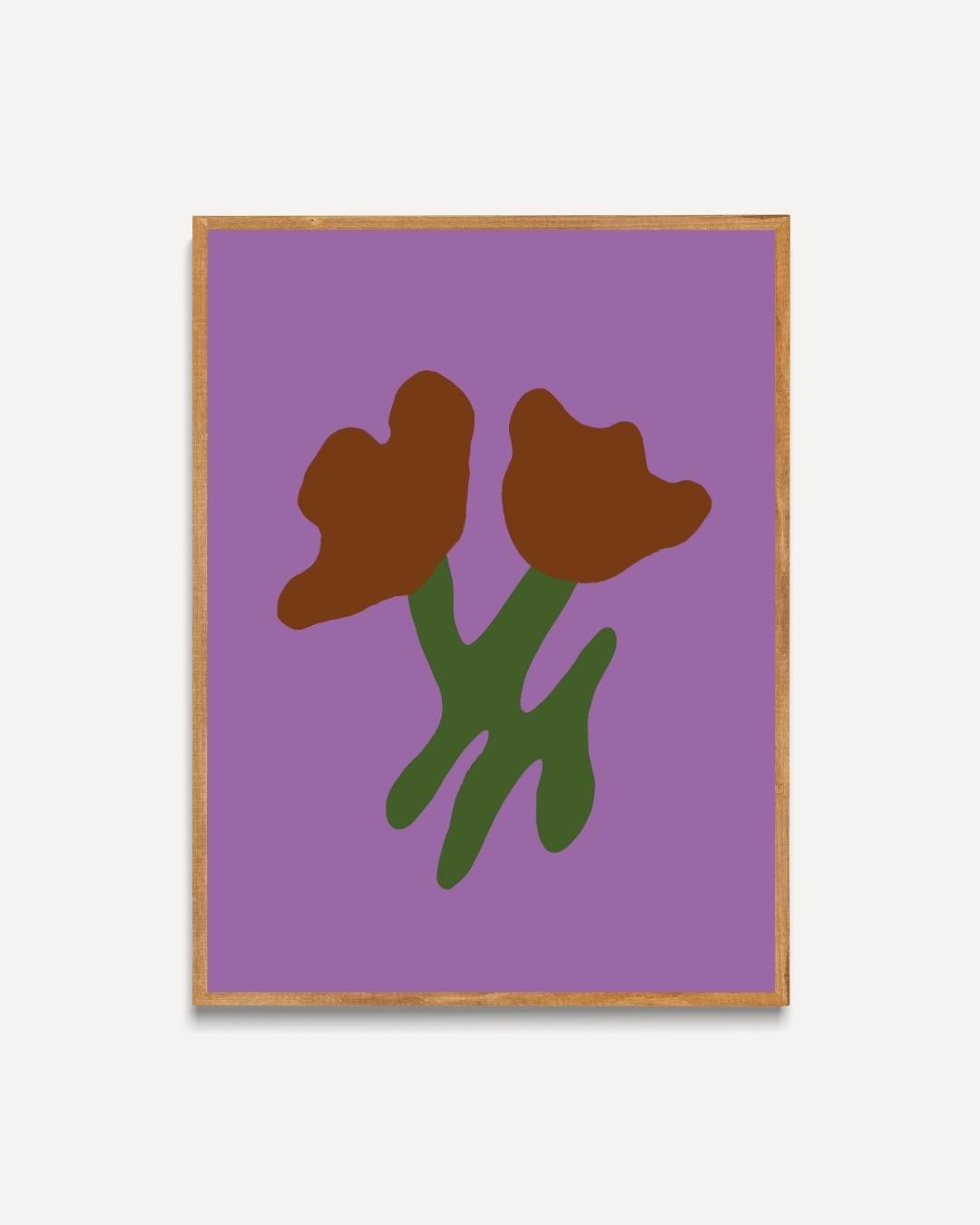 Abstracte bruine bloemen Poster
