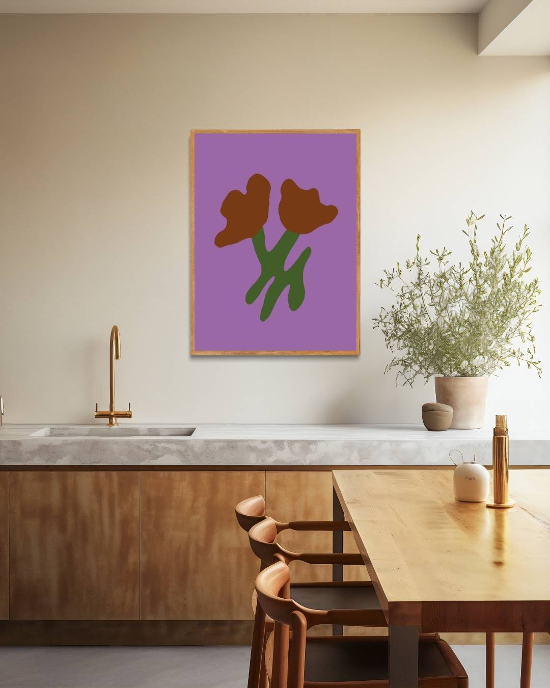 Abstracte bruine bloemen Poster