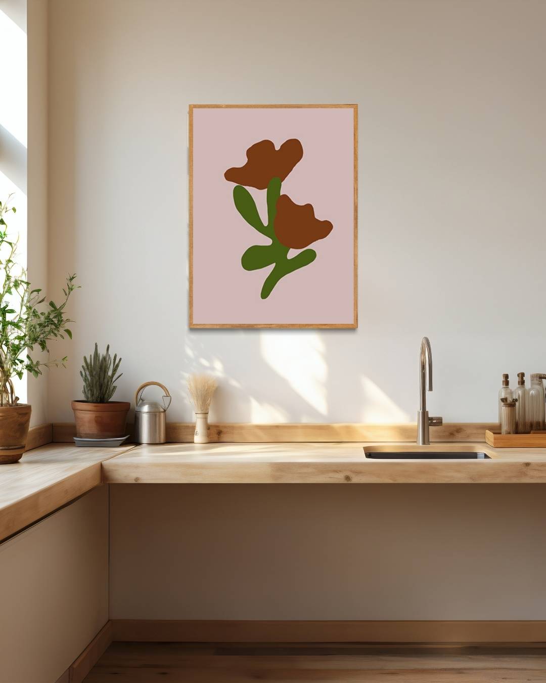 Abstracte groene bloemen Poster