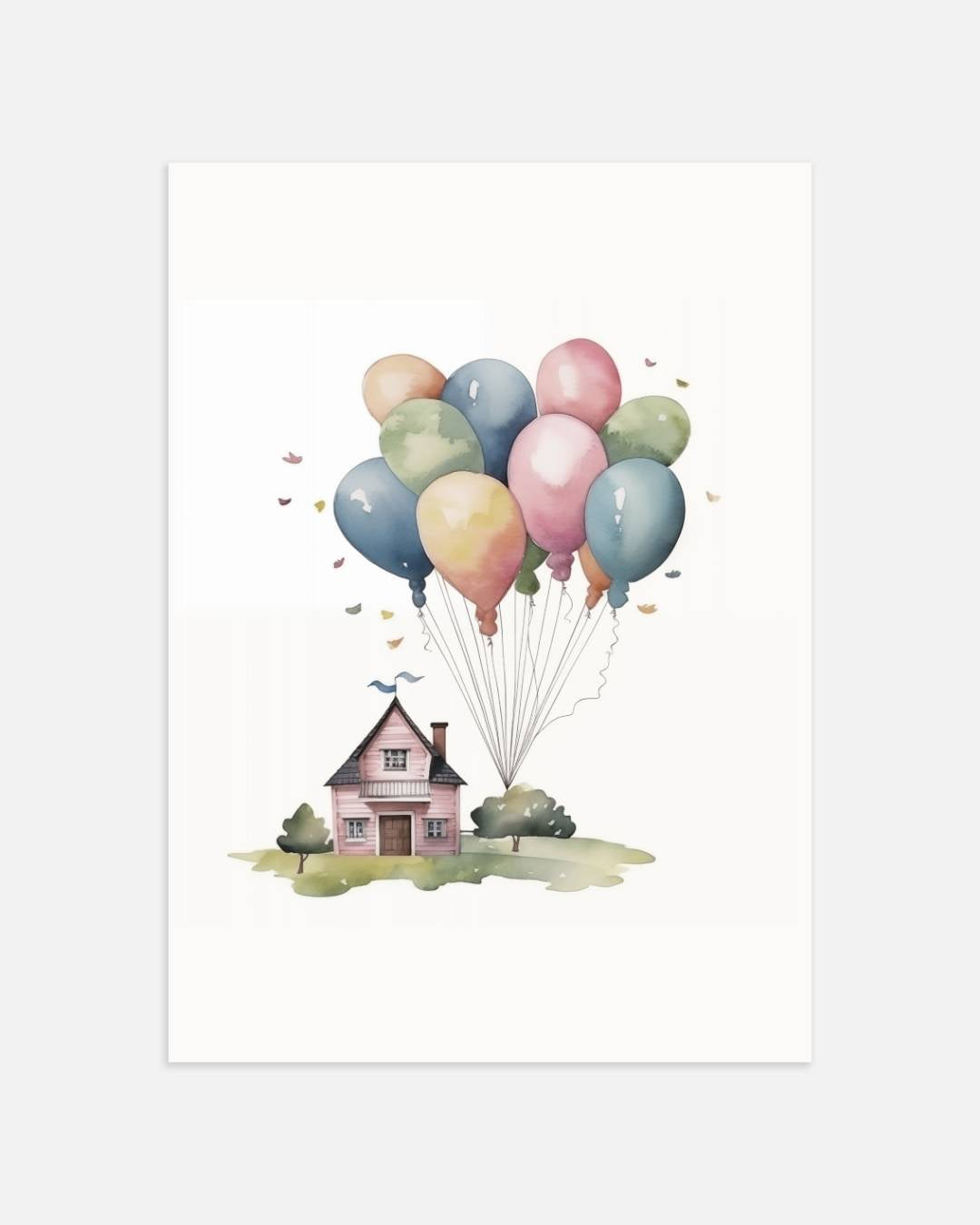 Huis met ballonnen illustratie Poster