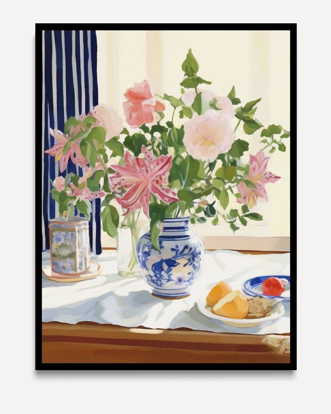 Vaas met bloemen op tafel