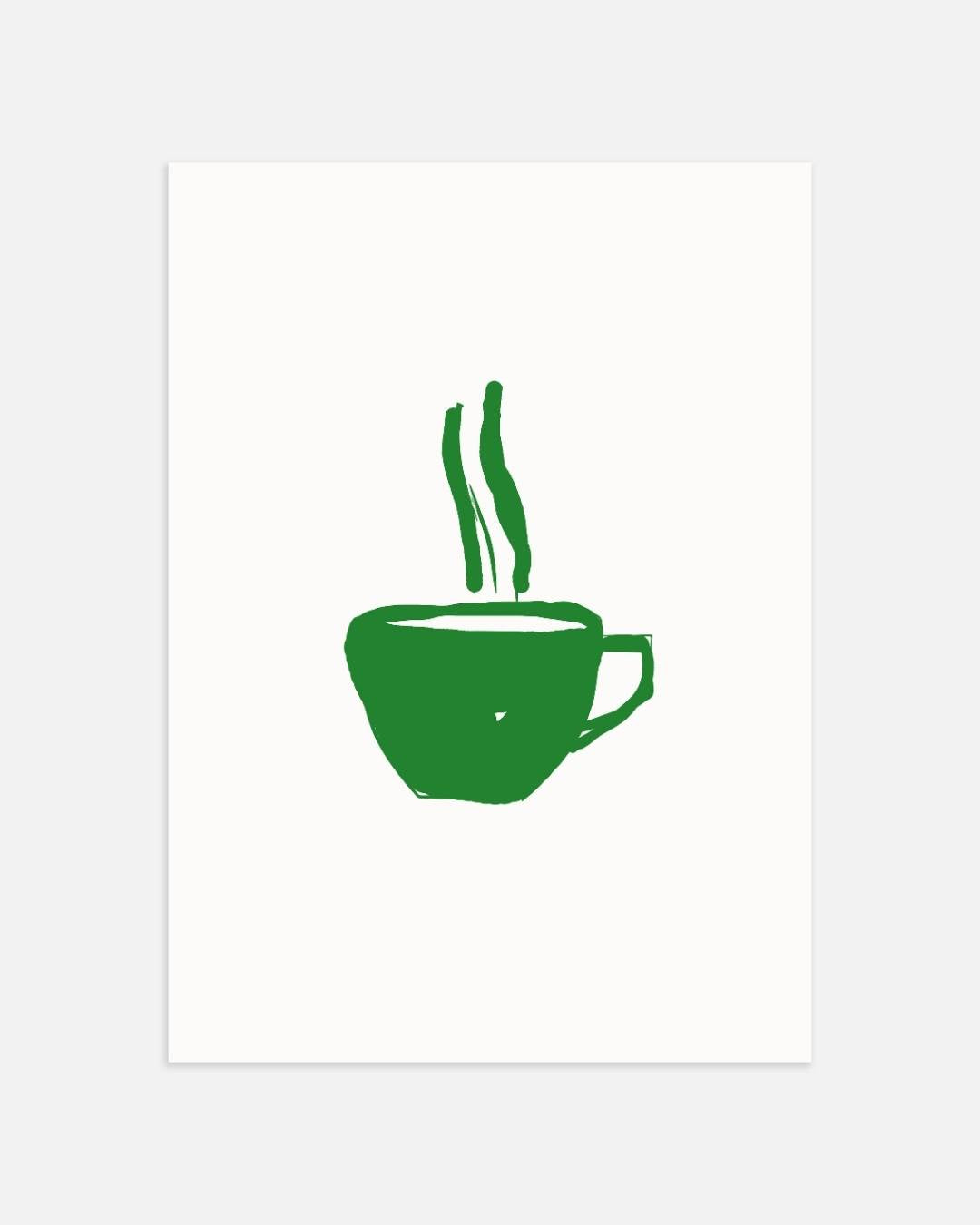 Simple green coffee cup Poster