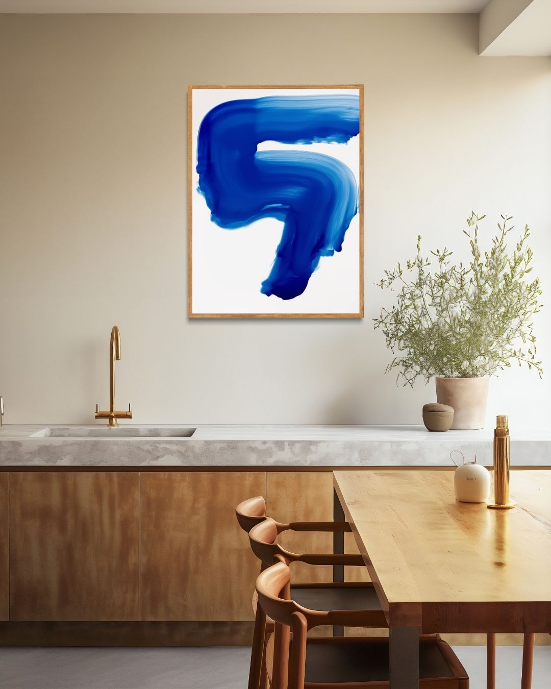 Blauwe penseelstreek Poster