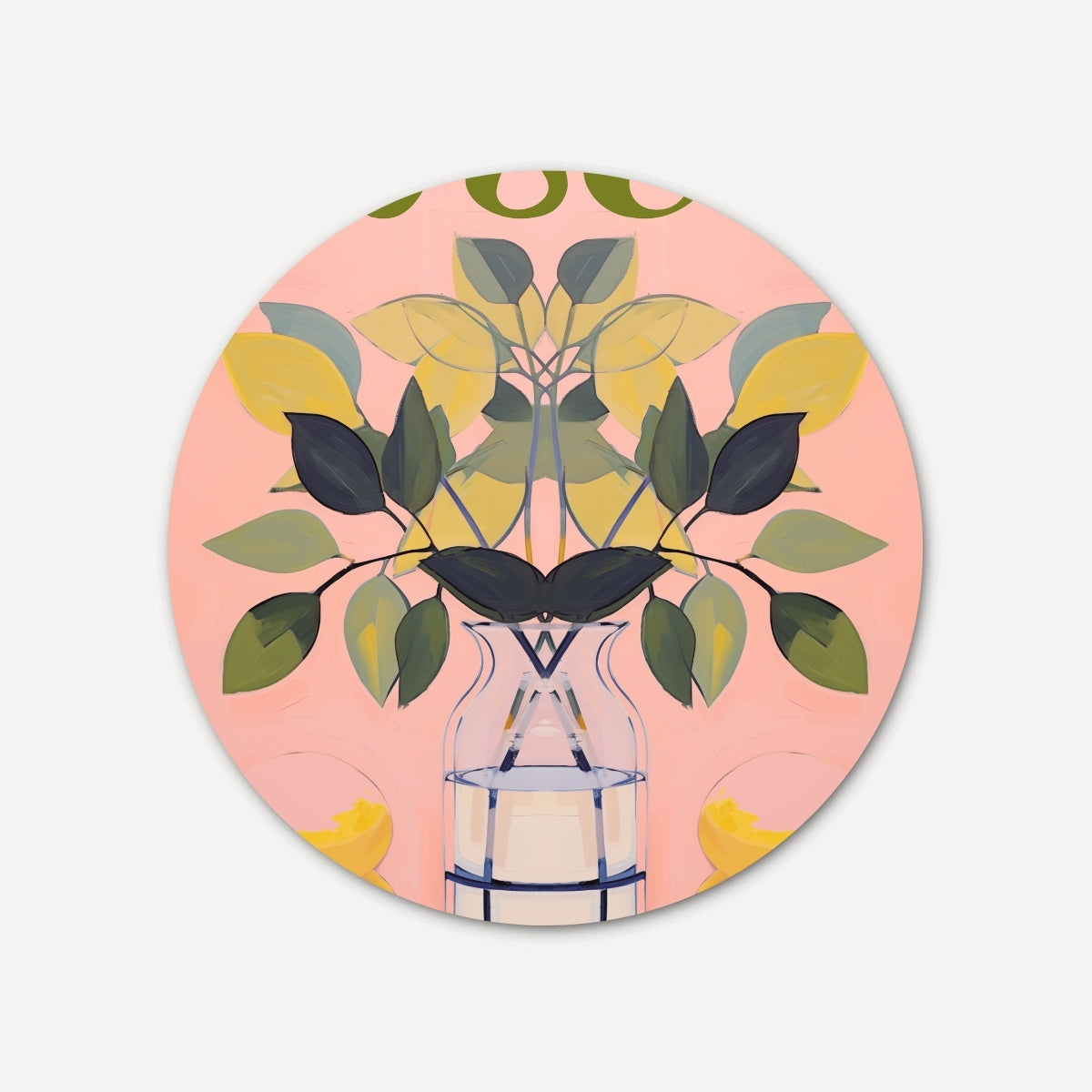 Bladeren in Vaas Muurcirkel-WallArtistic