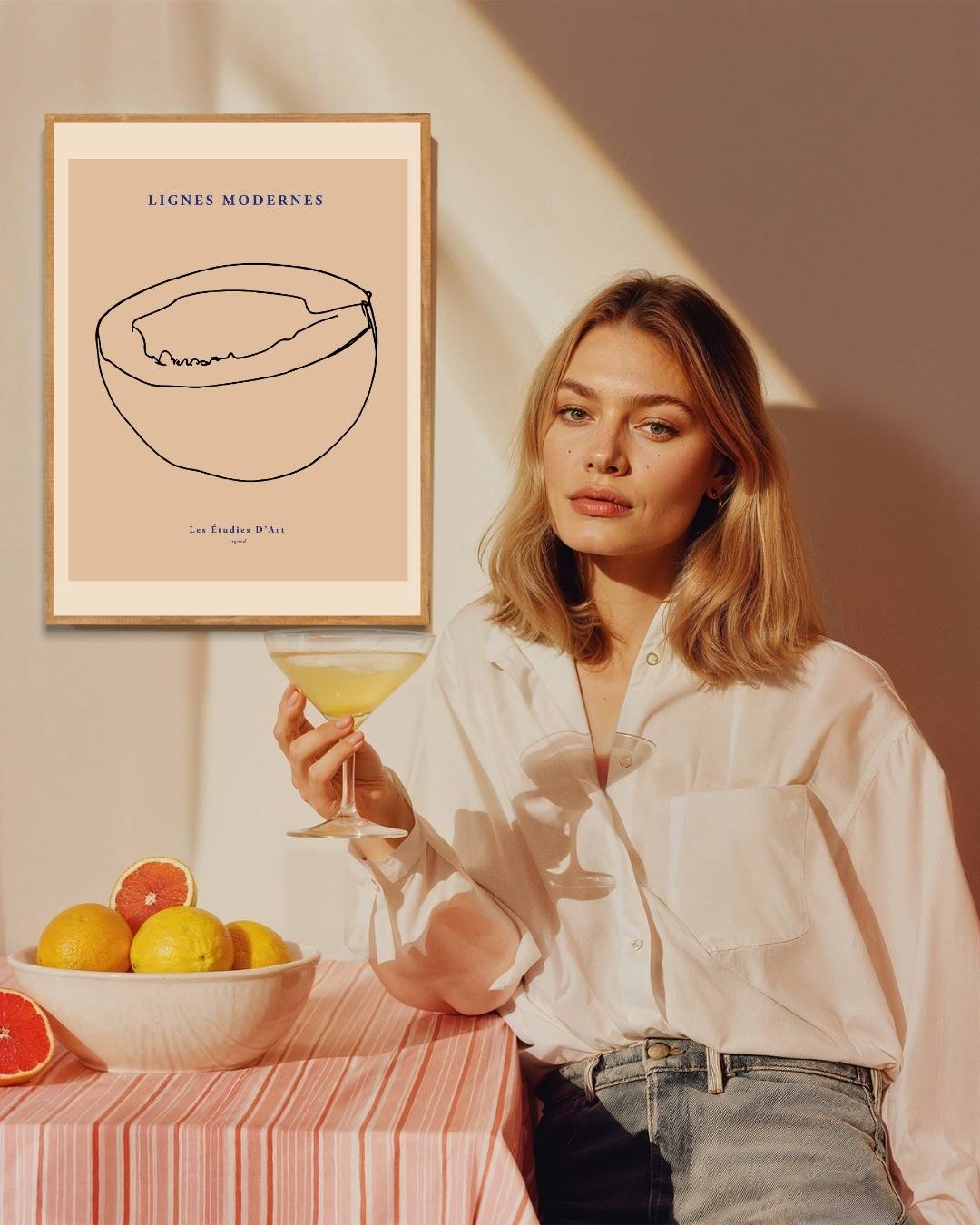 Citrus slice line art Poster