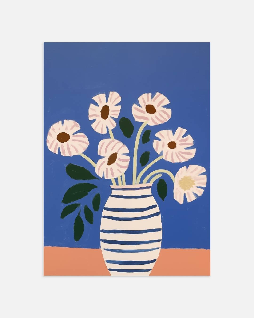 Bloemen in blauwe vaas Poster