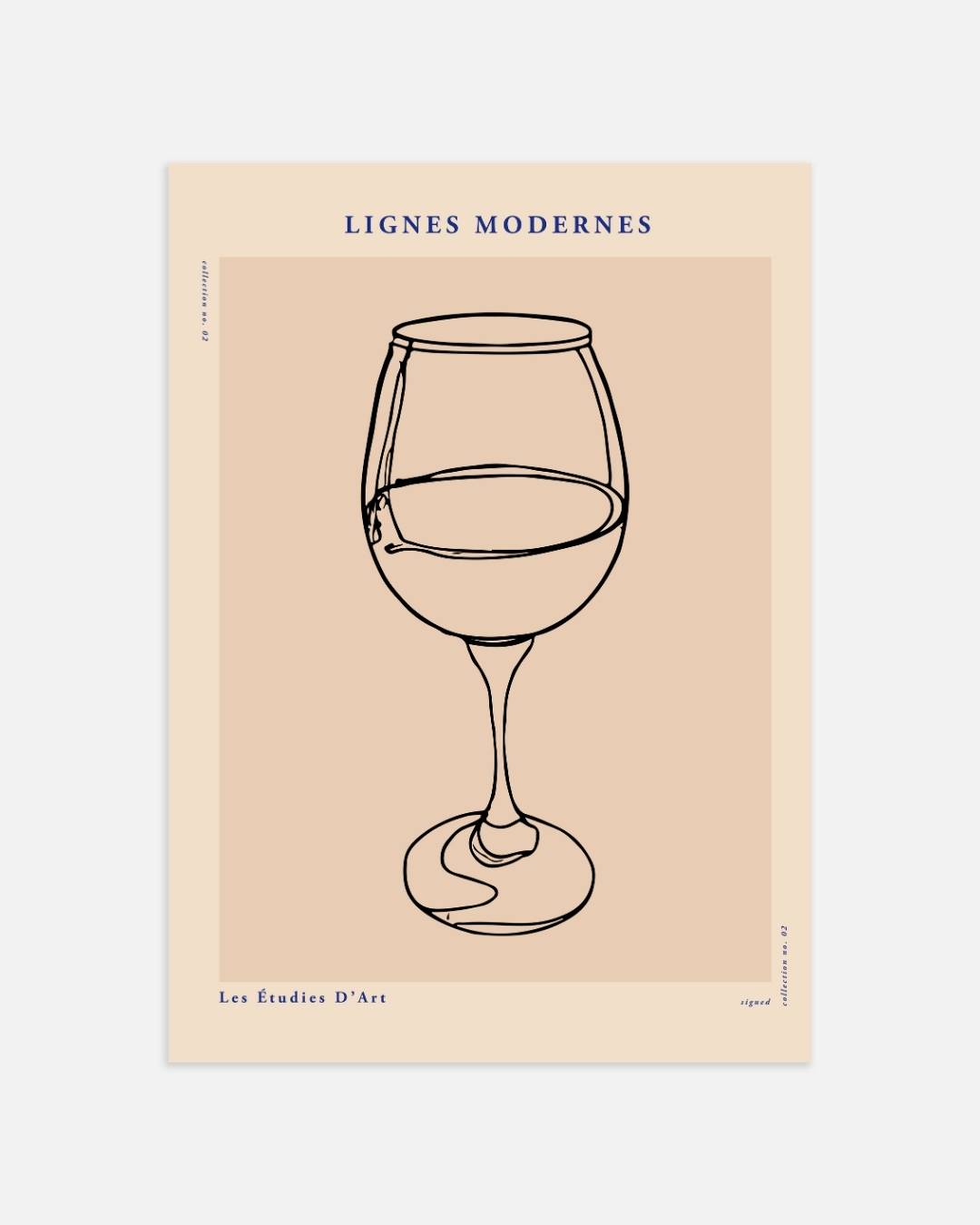 Wijnglas line art Poster