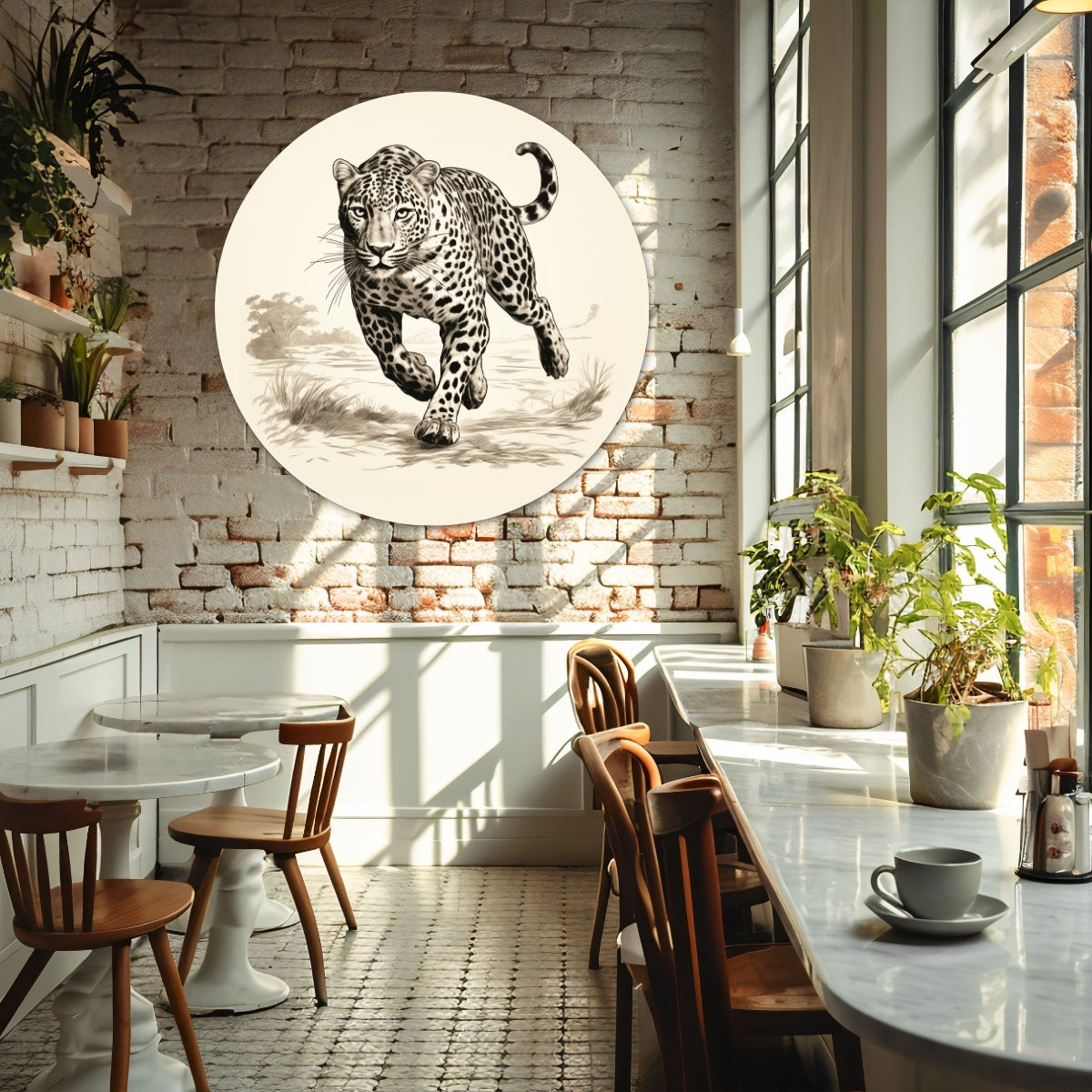 Sierlijke Jachtluipaard Muurcirkel-WallArtistic