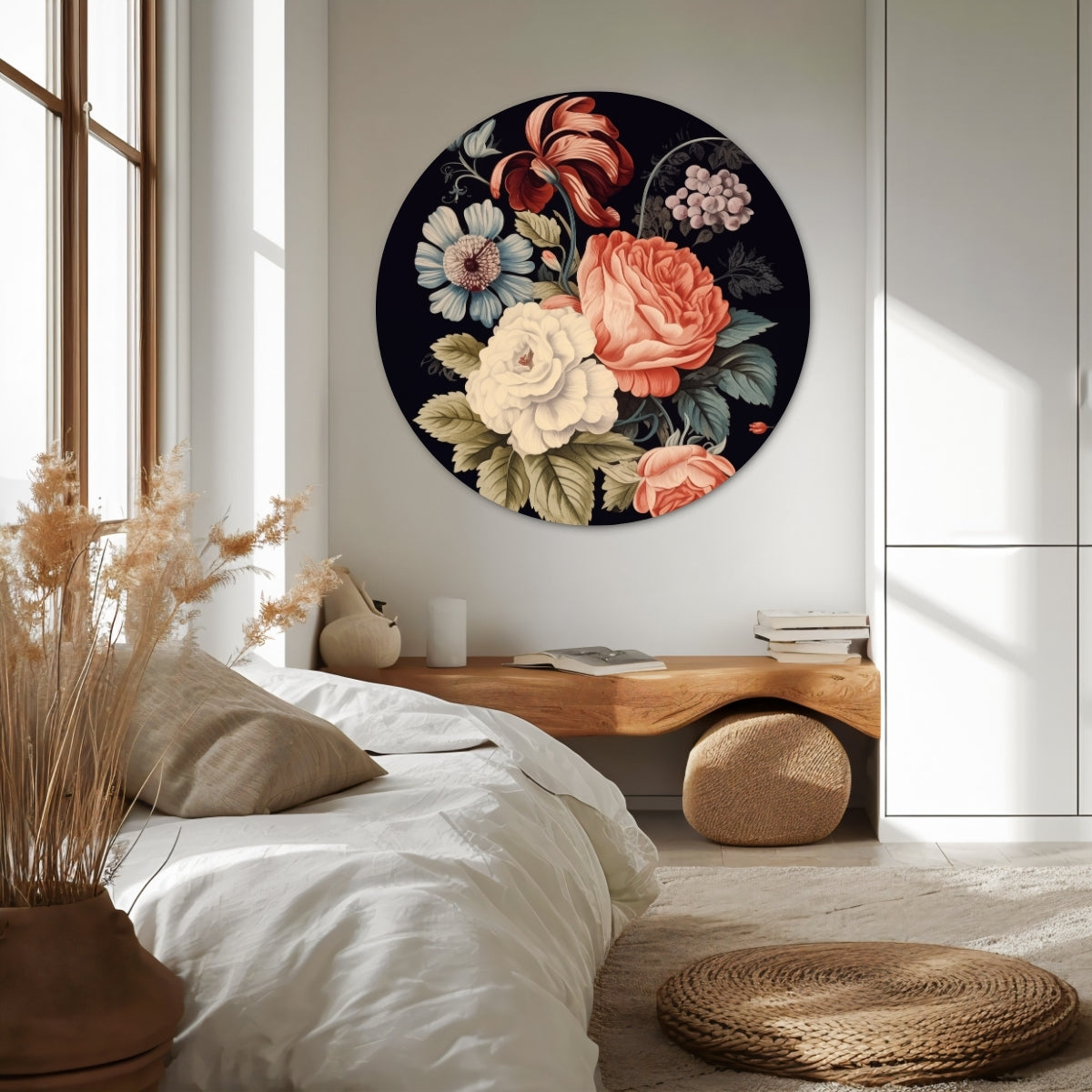 Elegante bloemencompositie Muurcirkel-WallArtistic