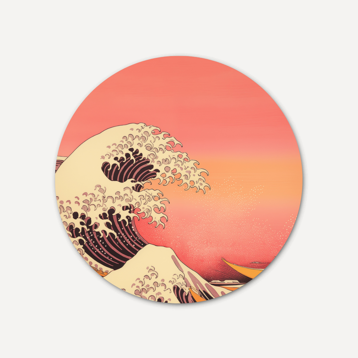 Golven van de zonsondergang - Japanse Muurcirkel-WallArtistic