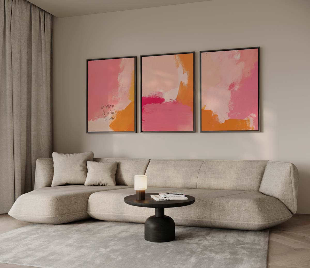 Abstracte zonsondergang in roze-oranje Kunstwerk-canvas-dibond-plexiglas-wanddecoratie-WallArtistic