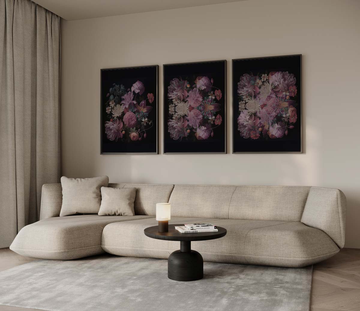 Donkere bloemensymmetrie Kunstwerk-canvas-dibond-plexiglas-wanddecoratie-WallArtistic