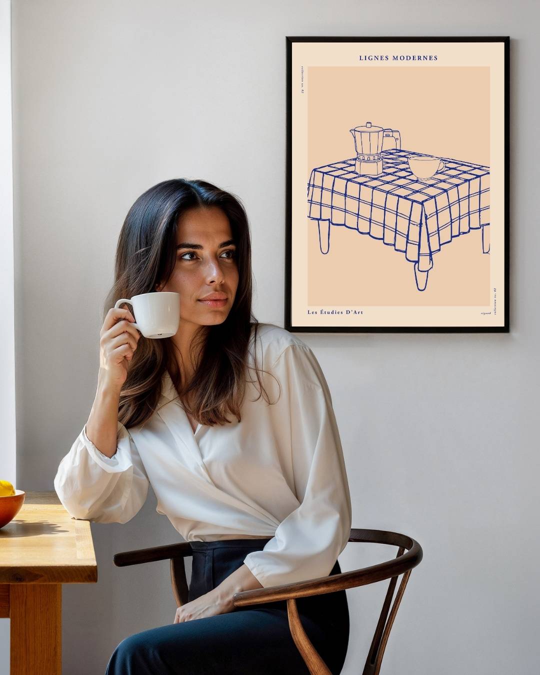 Gedekte blauwe tafel Poster