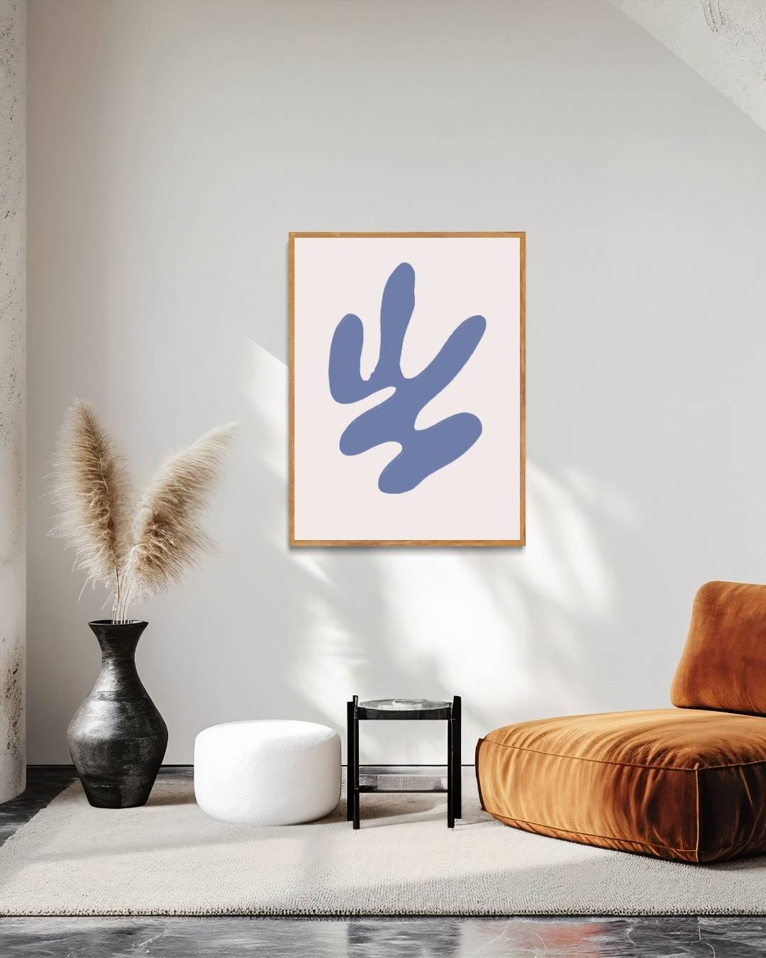 Blauwe organische vorm Poster