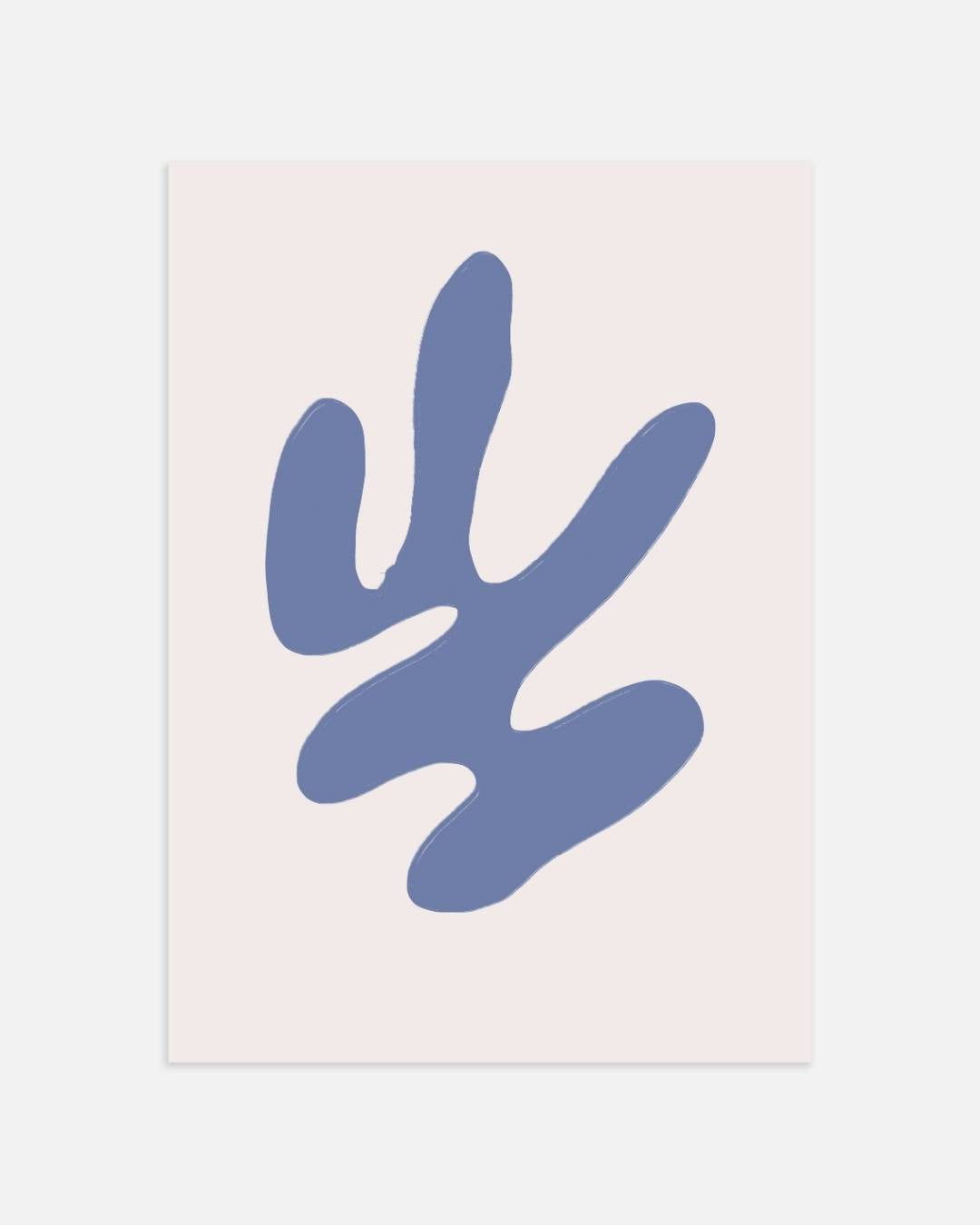 Blauwe organische vorm Poster