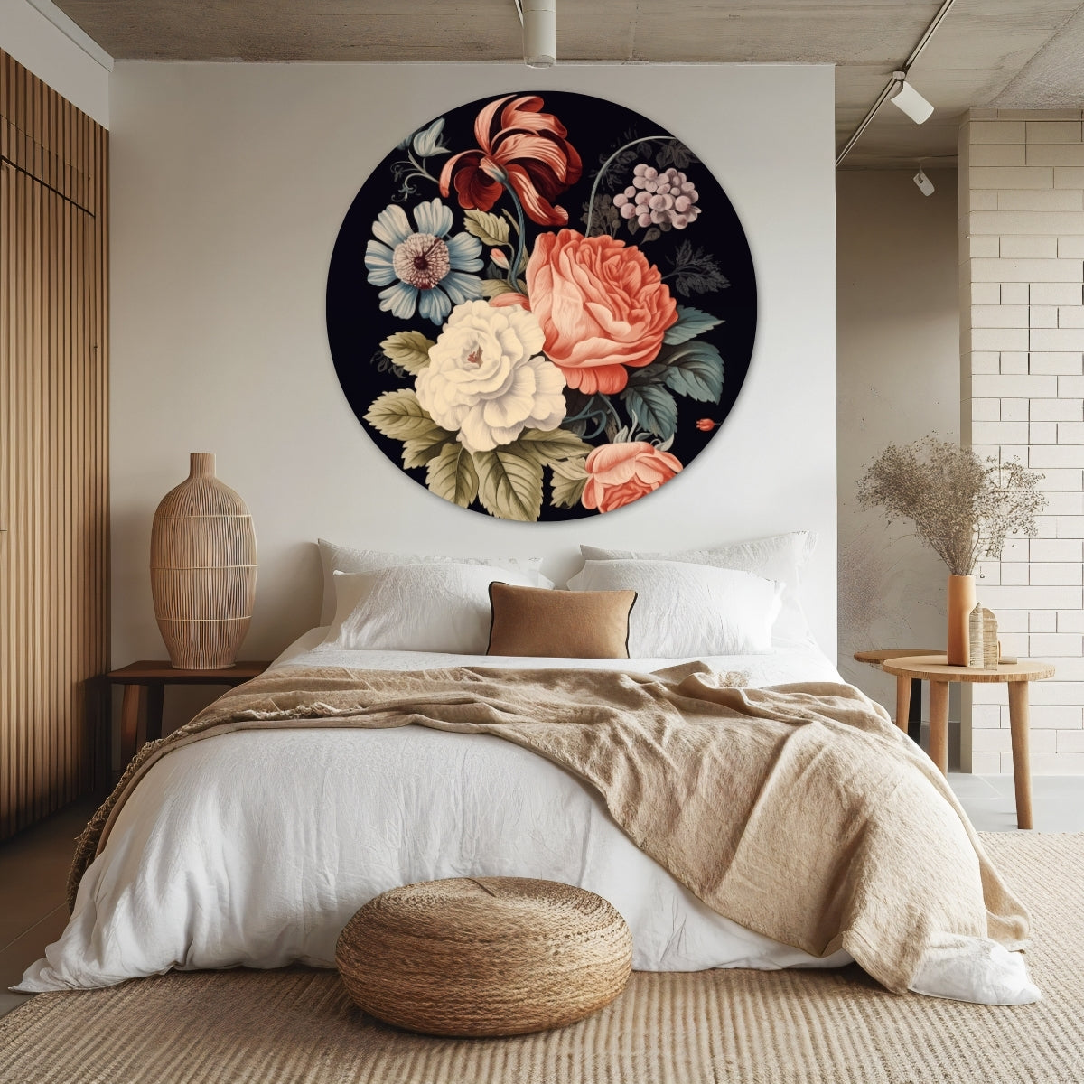 Elegante bloemencompositie Muurcirkel-WallArtistic