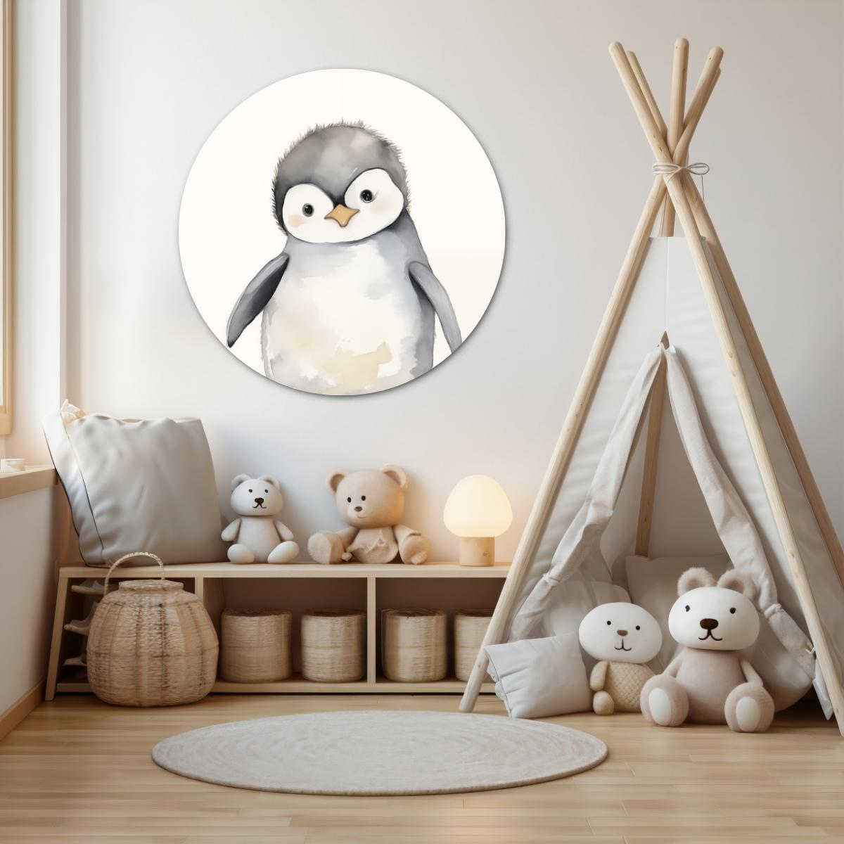 Kleine pinguïn Muurcirkel-WallArtistic