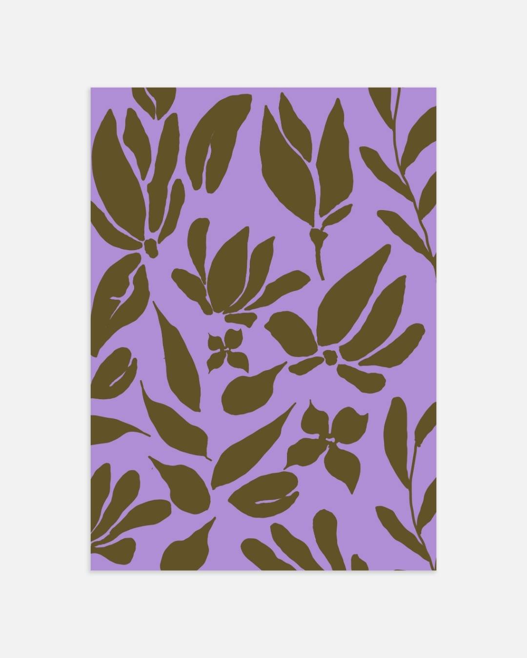 Herhalend bloemensilhouet op paarse achtergrond Poster