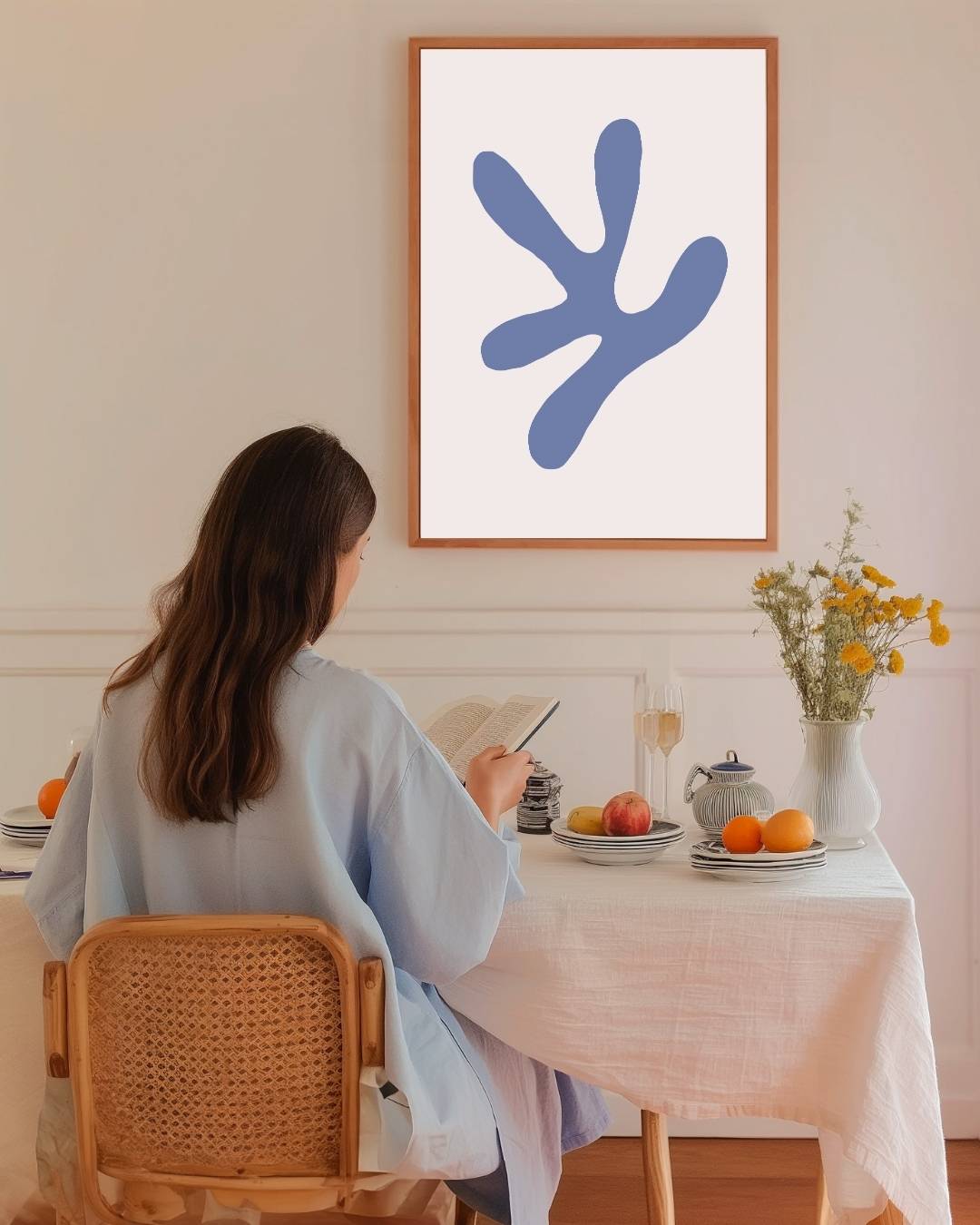 Abstract blauwe structuur Poster