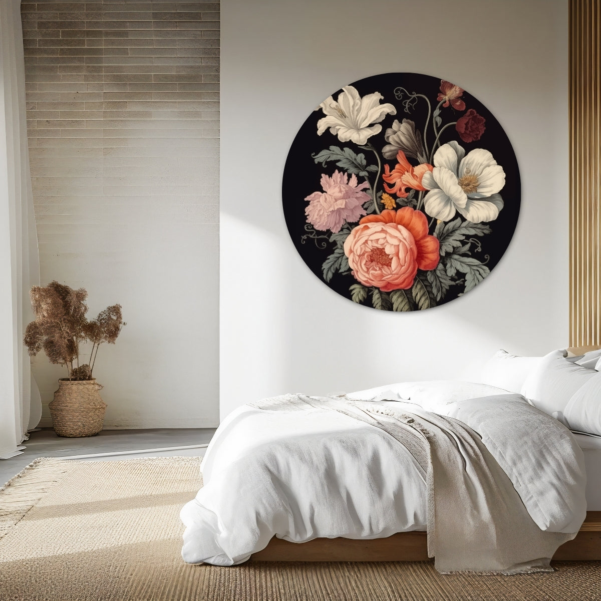 Kleurrijk Bloemenboeket Muurcirkel-WallArtistic