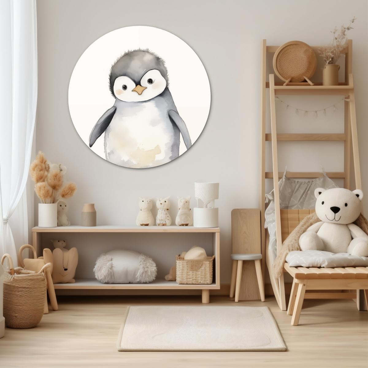 Kleine pinguïn Muurcirkel-WallArtistic