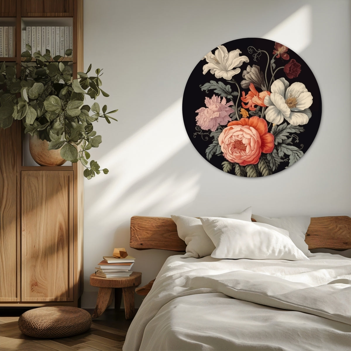 Kleurrijk Bloemenboeket Muurcirkel-WallArtistic