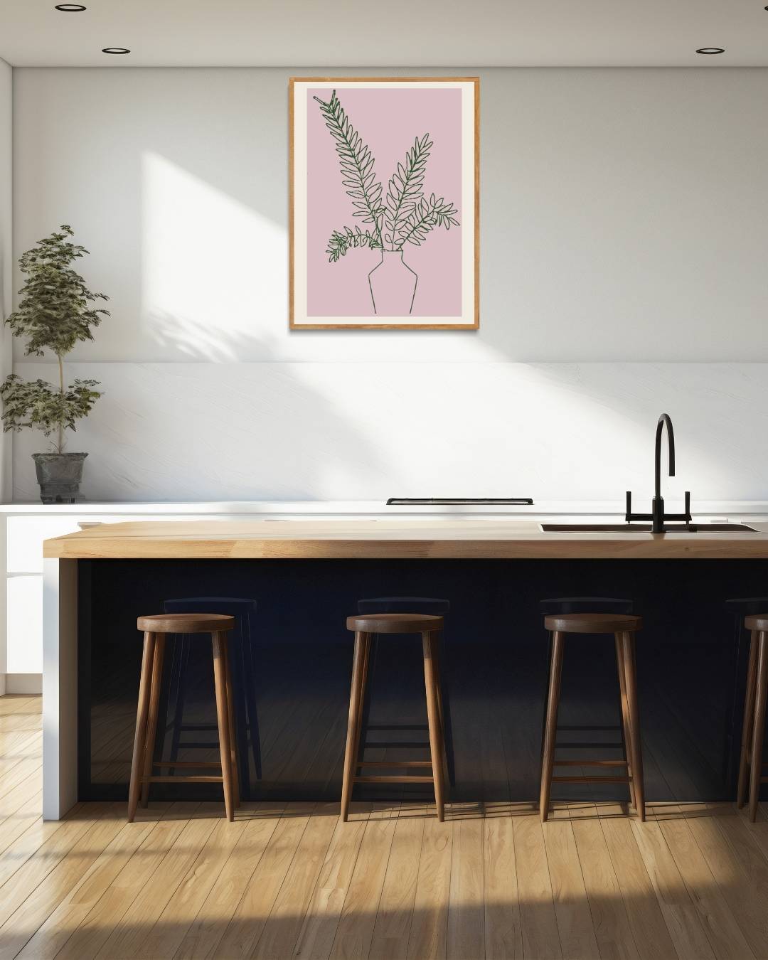 Planten in vaas schets Poster