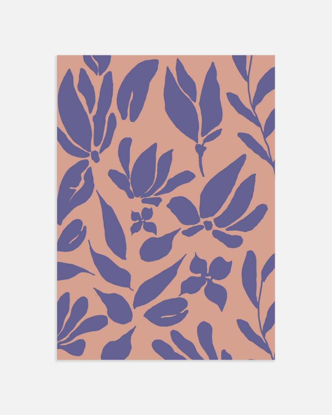Herhalend bloemensilhouet op roze achtergrond Poster