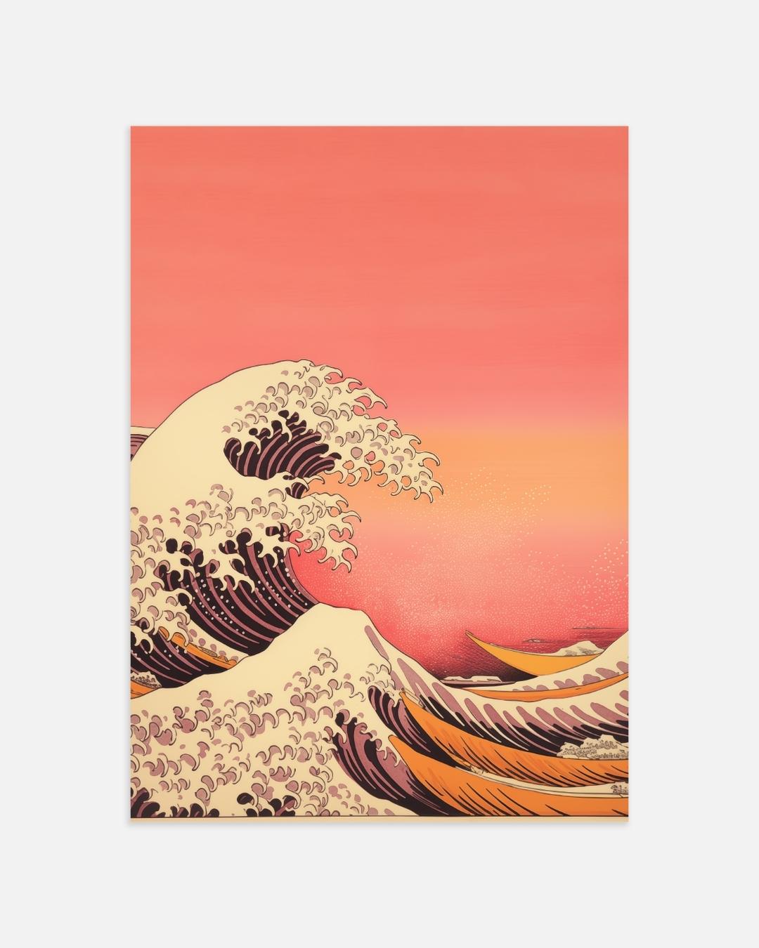 Grote golf bij zonsondergang Poster