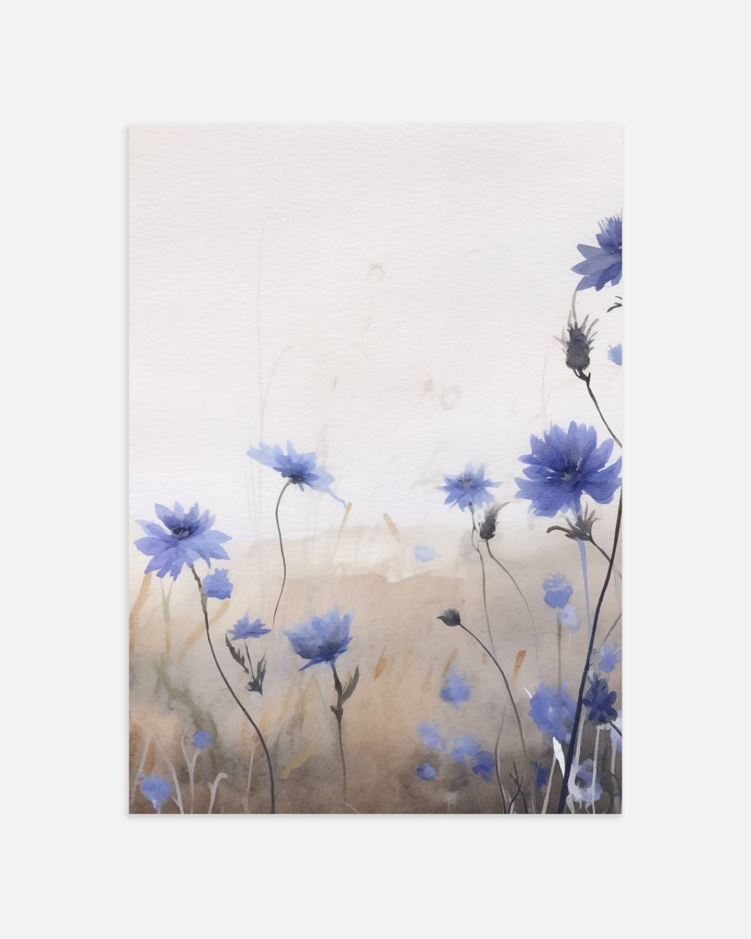 Blauwe veldbloemen Poster