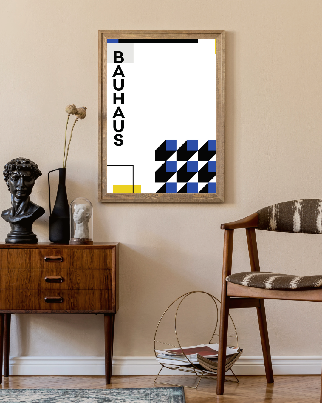 Bauhaus blauwe blokken Poster