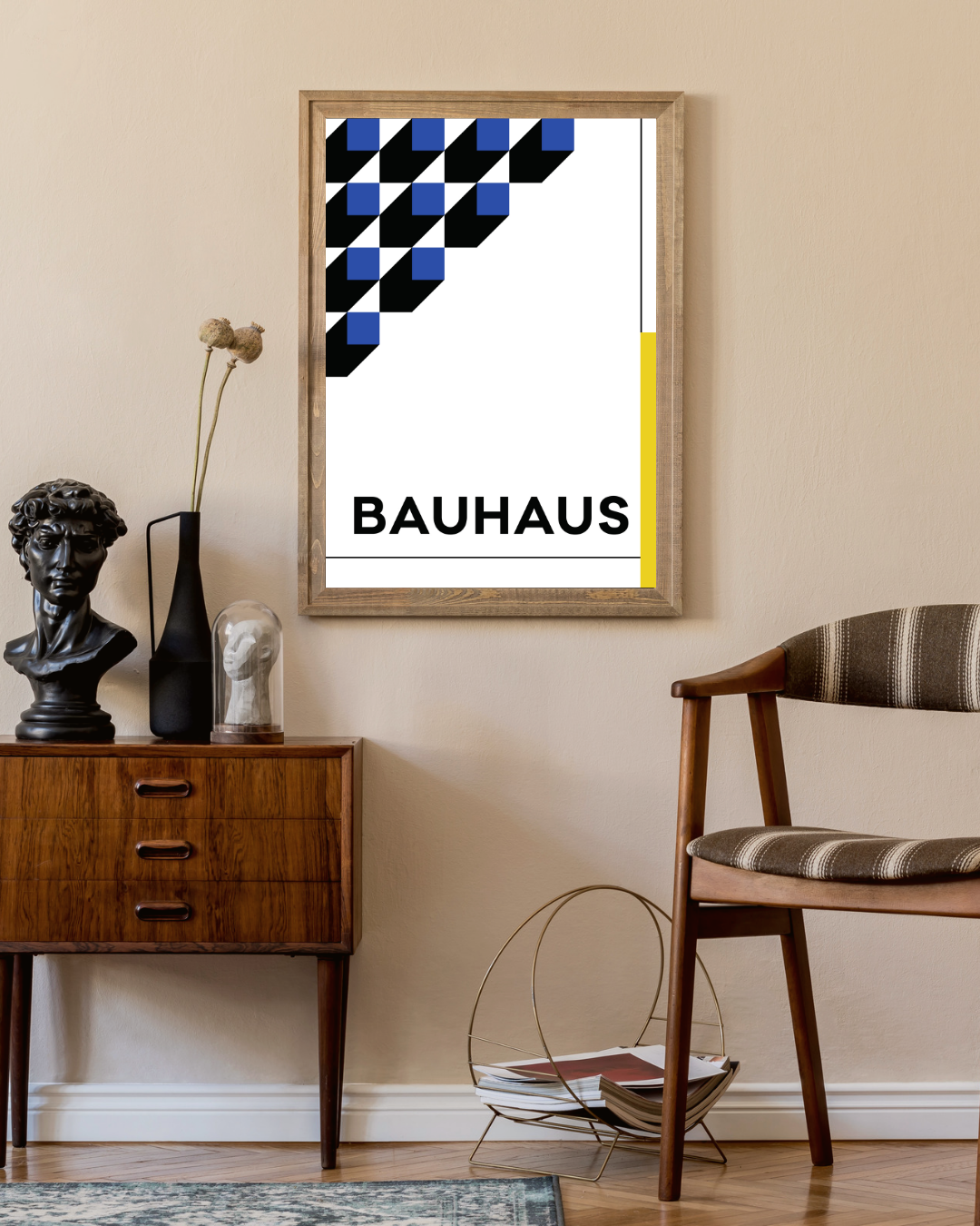 Bauhaus vierkante blauw blokken Poster