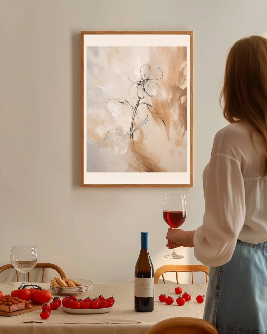 Bloem schets abstract Poster