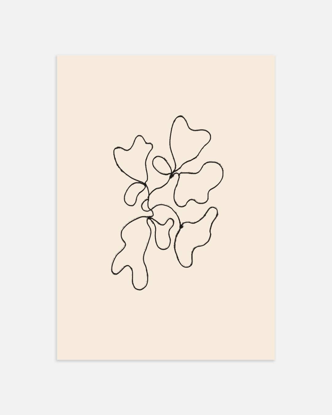 Abstracte bladeren lijntekening Poster
