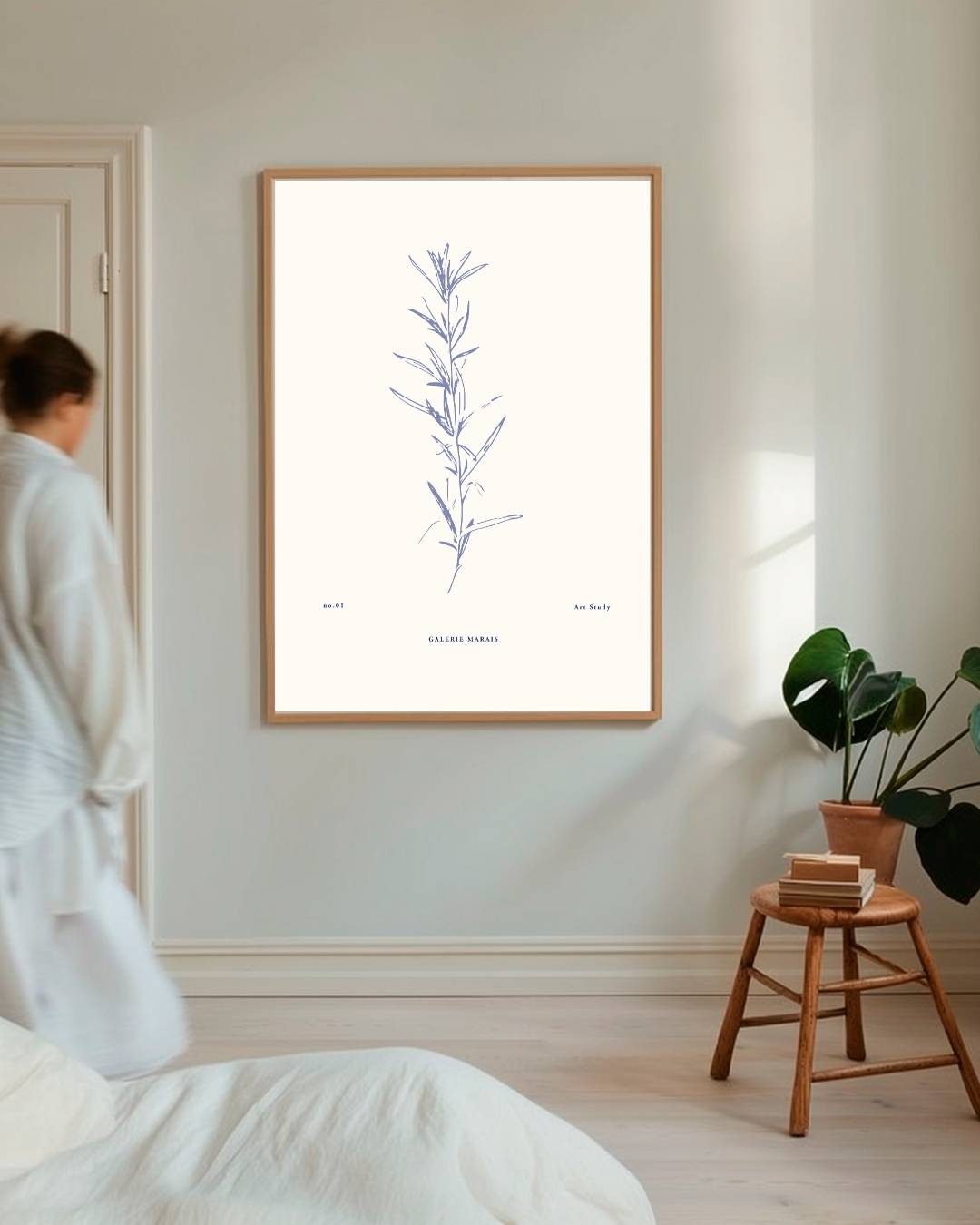 Botanische kunststudie blauw Poster