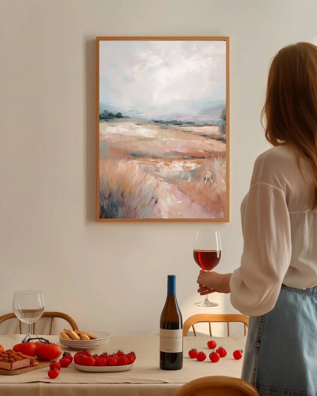 Abstract landschap in pastelkleuren Poster