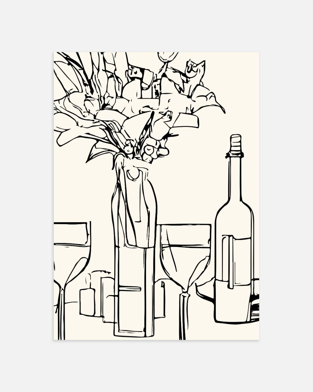 Gezellige bloementafel Poster