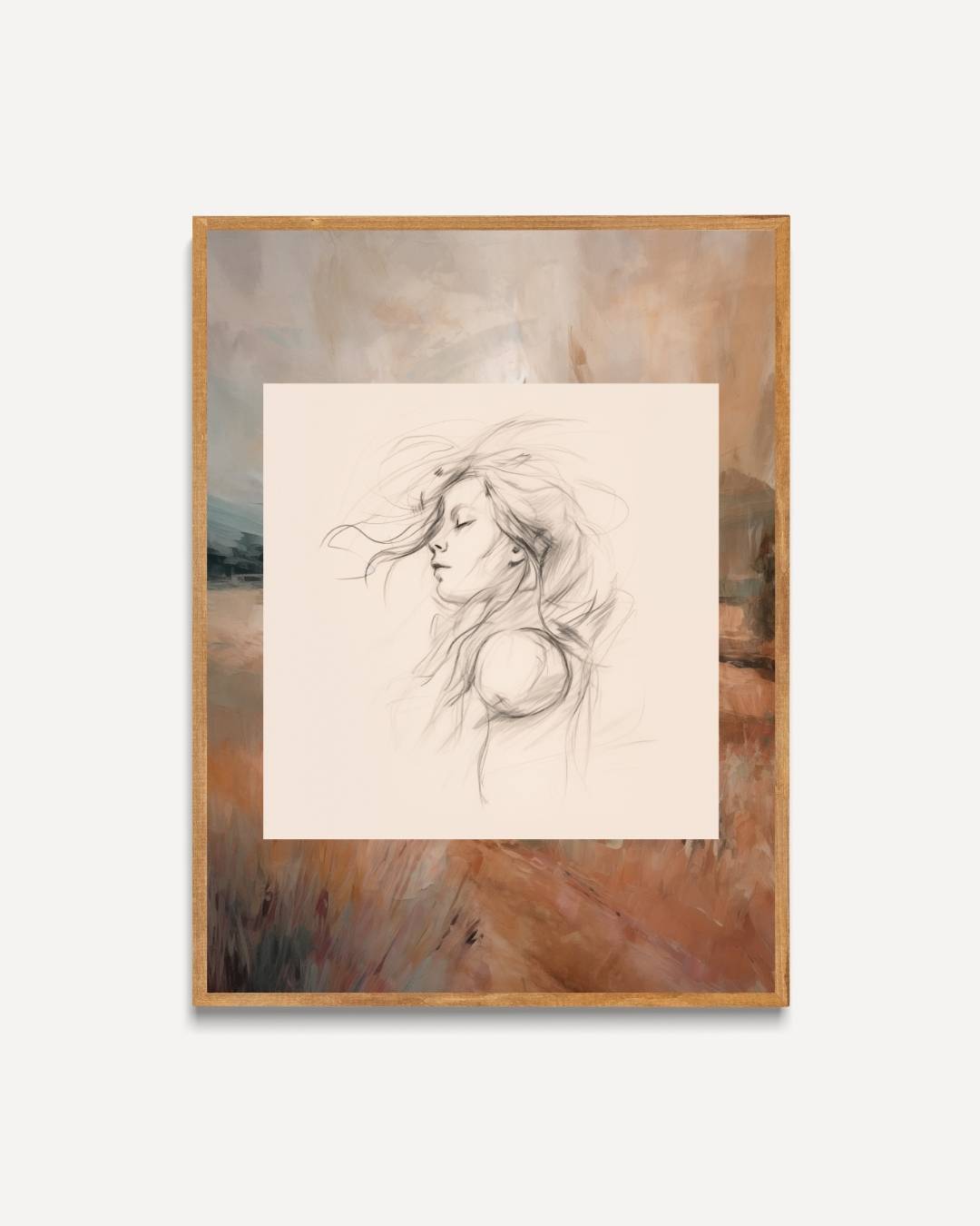 Vrouwelijke schets met landschap Poster