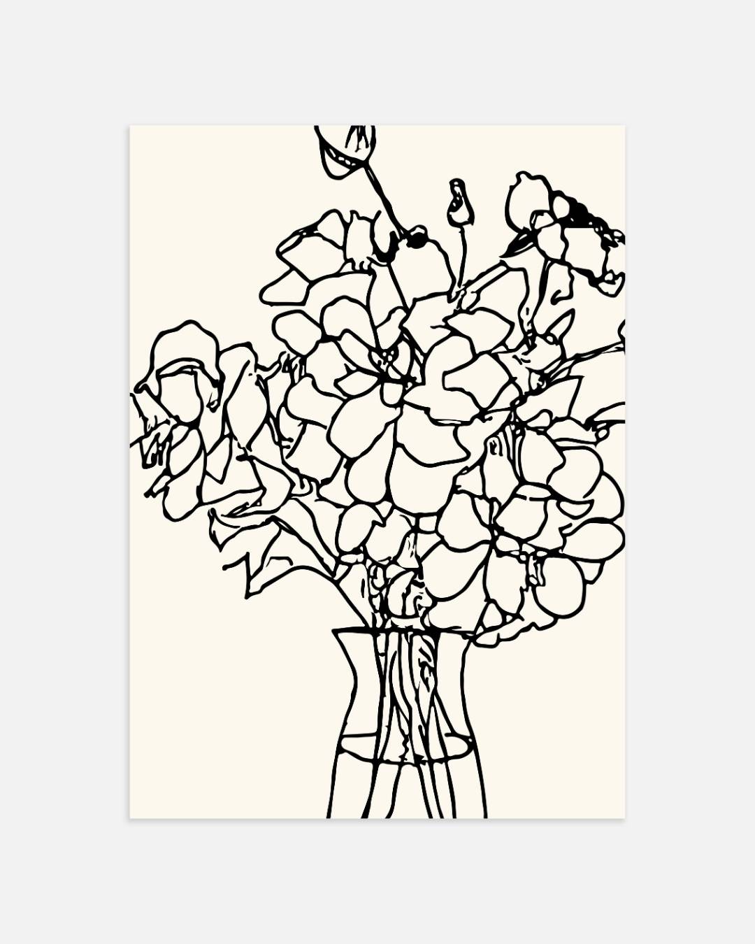 Minimalist floral line art Poster